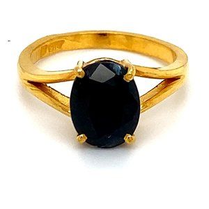 Blue Sapphire 3.42ct Solid 22K Yellow Gold Ring